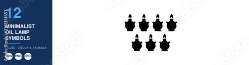 Oil Lamp Symbols, Minimalist Design Set with Filled Lamp Icons. Decorative Elements, Vector Illustration, Design Concept