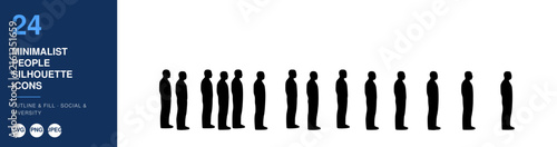 People Silhouette Icons, Minimalist Design, Diversity Representation, Social Concept, Outline Style