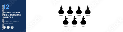 Pine Resin Ideograms, Minimalist Symbols, Craft & Manufacturing Design, Outline Icons, Svg Vector Graphics