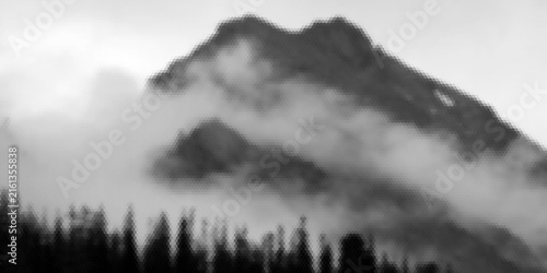 PrintBlack and White Watercolor Seamless Pattern of Conifer Tree, Monochrome Winter Woodland, Forest Landscape with Pine and Fir Trees, Natural Texture