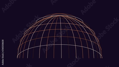 Cuadro en lienzo Parametric geodesic dome wireframe structure on dark background for architectural design