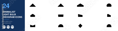 Light Bulb Ideogram Icons, Minimalist Outline and Fill Design, Technology Concept Illustration