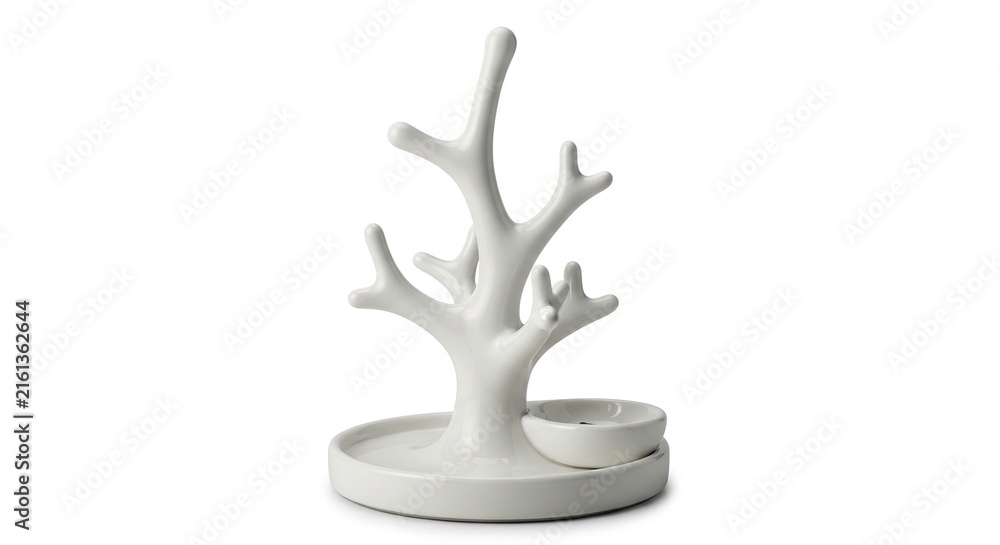 Fototapeta premium Elegant White Jewelry Holder Tree Design.