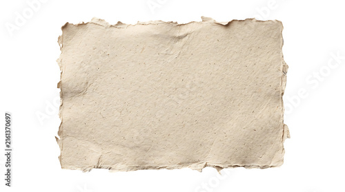 Torn beige paper sheet with rough edges and natural texture for design mockups and backgrounds
