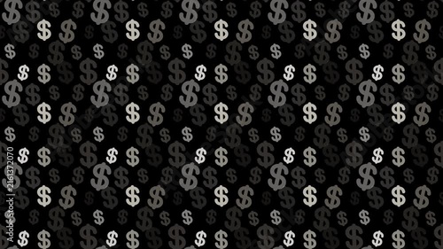 Seamless Pattern of Floating Silver Dollar Currency Signs on Dark Background