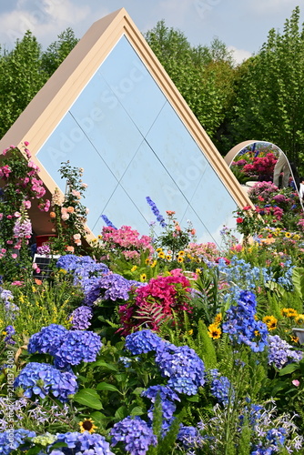 Photography garden with flowers at the Shanghai Bund Flower Festival