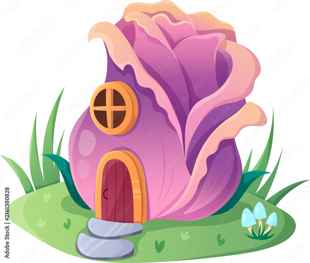 Naklejka premium Fantasy Fairy Rose Flower House