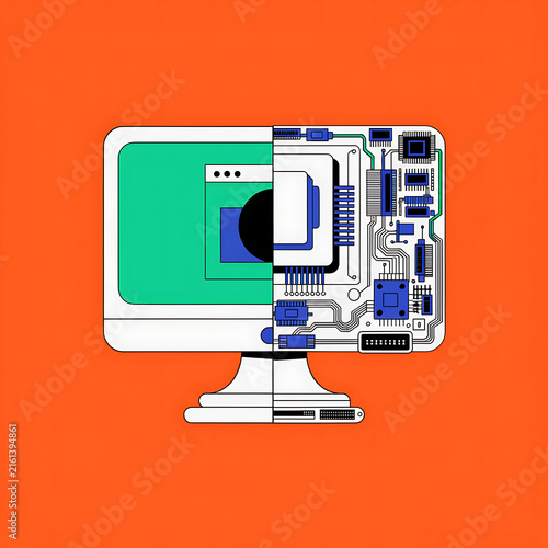 Half pc half circuit, technology evolution illustration