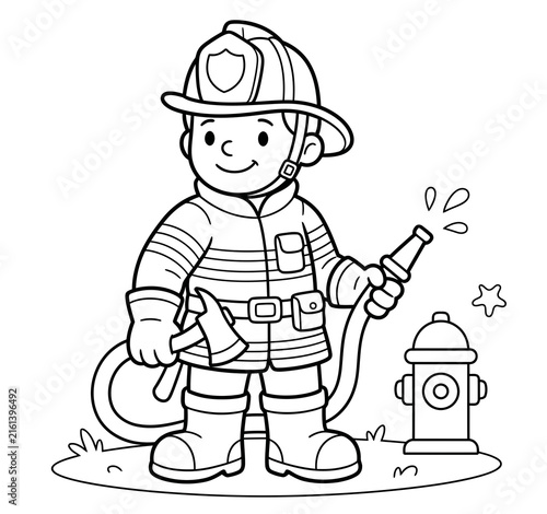 Foto A brave firefighter coloring page a wonderful activity for kids to explore the h