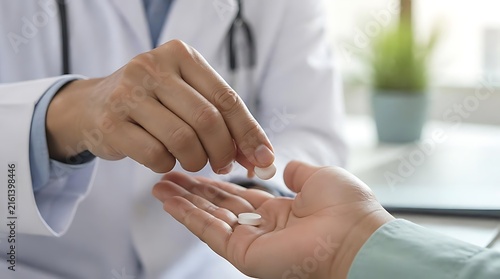 Medical professional administering medication with pill dispensation in a clinical setting