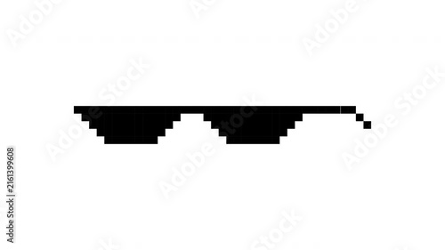 Pixel art animation of sunglasses boss meme. Pixelated black glasses in retro 8 bit thug life style. 4K footage on transparent background