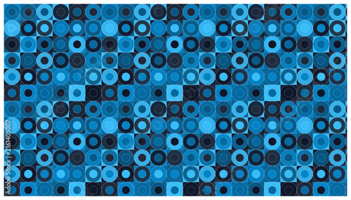 Modern geometric design with concentric circles in deep blue and lighter shades for abstract backgrounds.