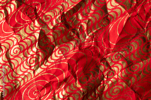 Gold wave pattern Crumpled Origami Paper with Traditional Japanese Pattern