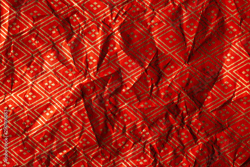 Red Diamond Crumpled Origami Paper with Traditional Japanese Pattern