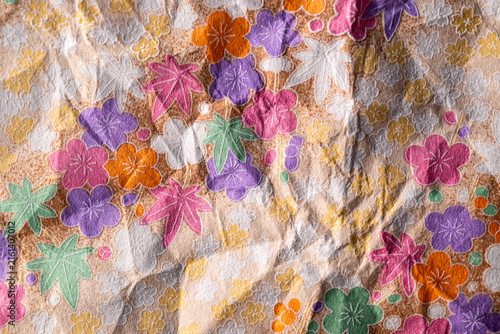 Bloomy Crumpled Origami Paper with Traditional Japanese Pattern