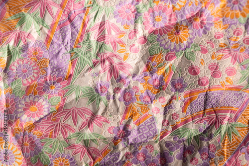 Bloomy Crumpled Origami Paper with Traditional Japanese Pattern