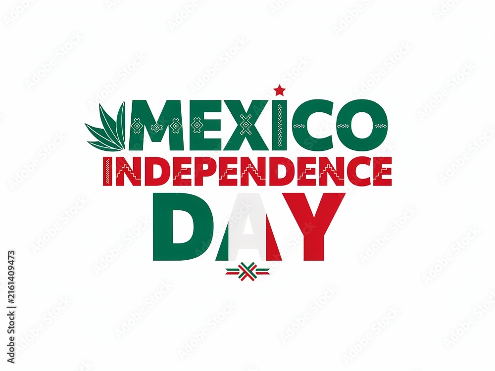 Fototapeta premium Mexico Independence Day patriotic typography lettering with flag colors vector