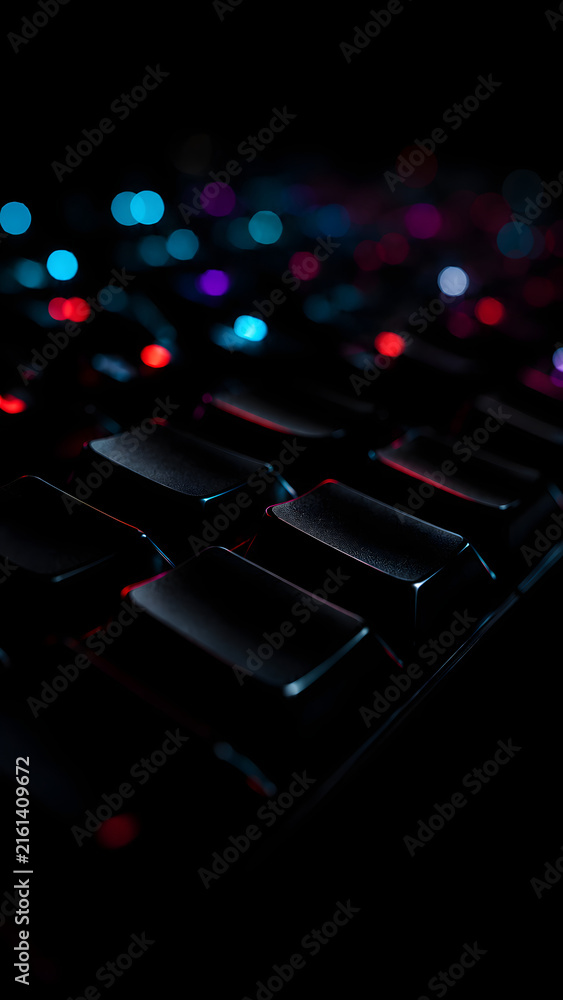 Fototapeta premium Dark RGB Keyboard Bokeh AMOLED Wallpaper