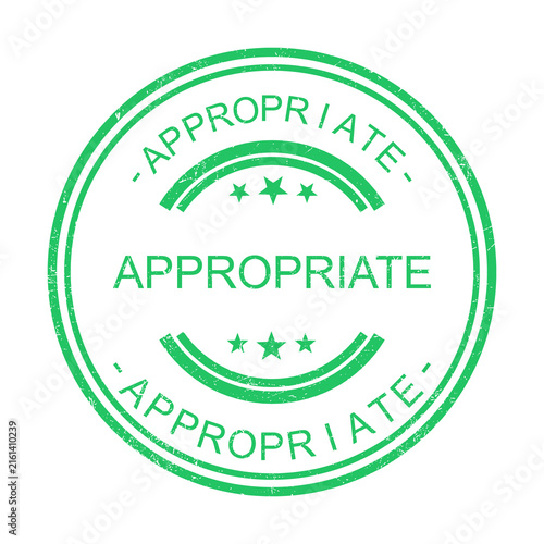 Green circular stamp with appropriate approval badge and stars