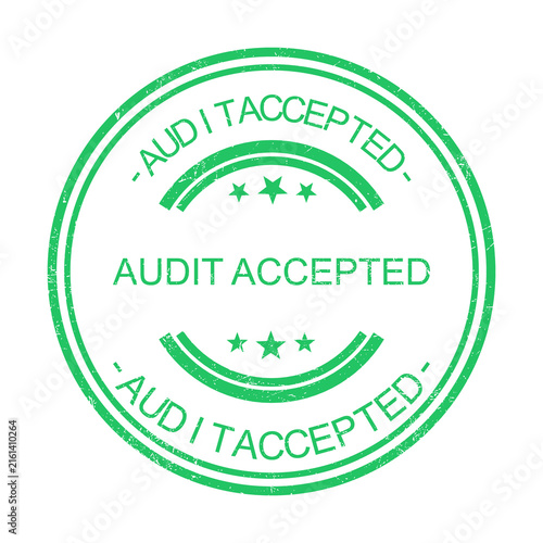Green circular stamp with audit accepted text and checkmark