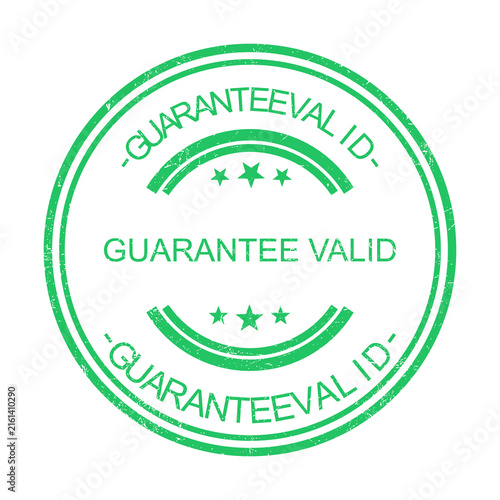 Green circular stamp with guarantee valid text and star ratings