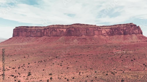 Monument Valley Mountains, aerial view from drone. Slow motion