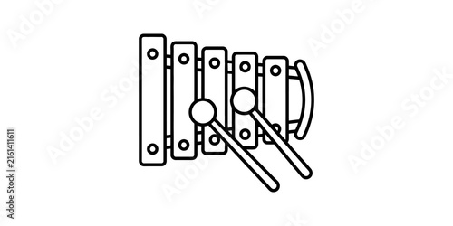Bild auf Leinwand Black outline xylophone musical instrument with mallets for education