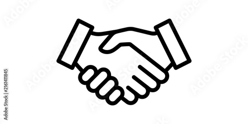 Foto Business handshake black line icon symbolizing partnership and deal