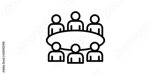 Obraz na płótnie People around round table icon for business meeting and cooperation