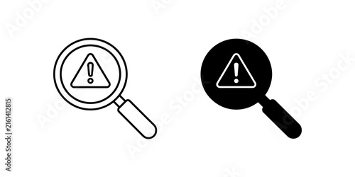 Obraz na plátně Search tool with caution alert sign for identifying system failures