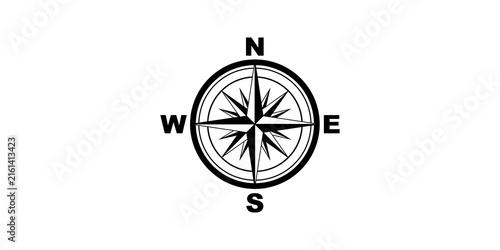 Obraz na plátně Detailed compass rose icon with cardinal directions and wind points