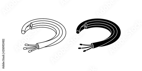Fotografie Electrical cable wire cross section black line and silhouette for tech