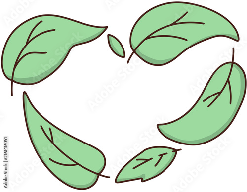 Green leaves forming heart shape eco friendly concept