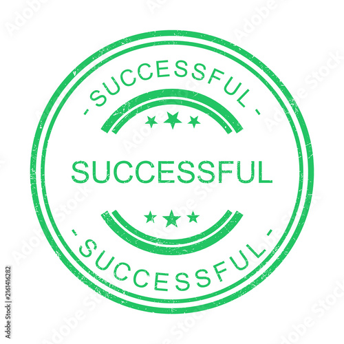 Green successful achievement badge with celebration stars