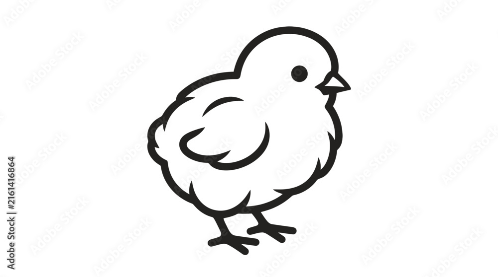 Obraz premium Cute little baby chicken line art icon isolated on a clean background