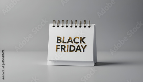 Desk calendar highlighting Black Friday on a seamless studio background