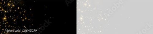 Fotografía Cluster of glowing golden star-like sparkles on a transparent background fading