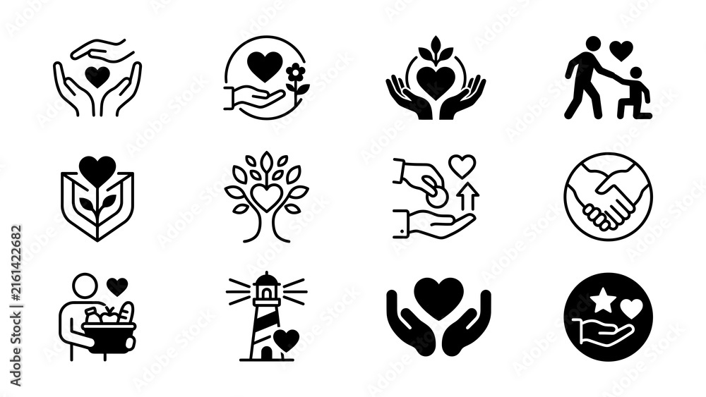 Fototapeta premium Black and white health and wellness icons set