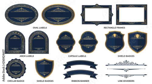 Ornate Decorative Frames, Labels & Badges Collection - Vector Elements