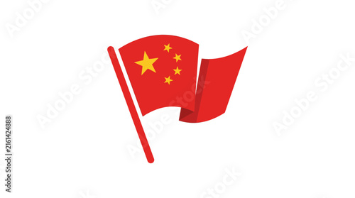 Waving flag of china with five yellow stars on a red background