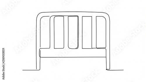 Simple line drawing of a bed frame in minimalist style  