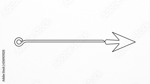 Hand-drawn arrow illustration with looped end for directional use  