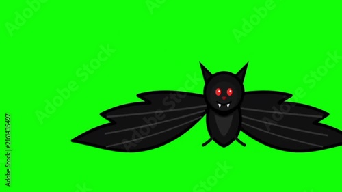 Flying Bat on Green Screen Chroma Key Halloween Halloween Animation 4K