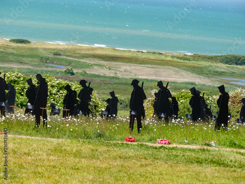 Quadro su tela The British Normandy Memorial of the World War II and the Standing with Giants exposition, located in Ver sur Mer, Normandy, France