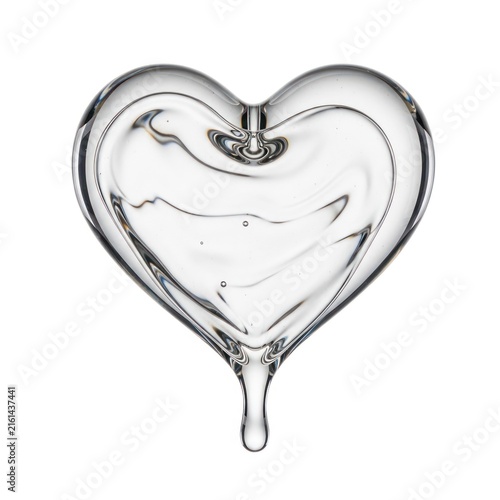 Clear Liquid Heart Shape Dripping Symbolizing Love and Purity.