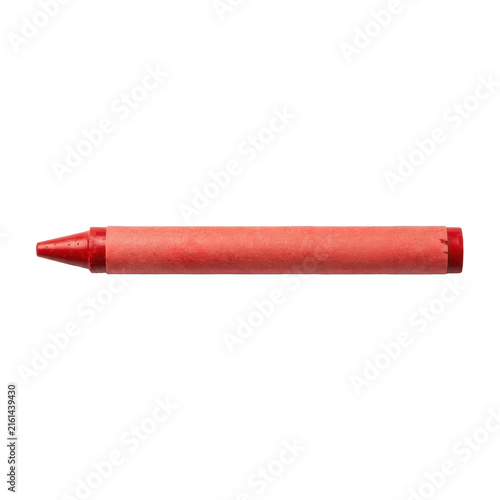Red wax crayon with paper wrapper, vibrant drawing tool for school art projects, colorful wax pencil for kids coloring isolated PNG with Transparent Background