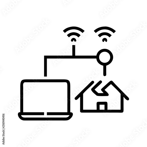 Remote Monitoring Line Icon, Industrial System Surveillance and Real Time Equipment Tracking Outline Symbol Editable Stroke Vector for UI UX Design