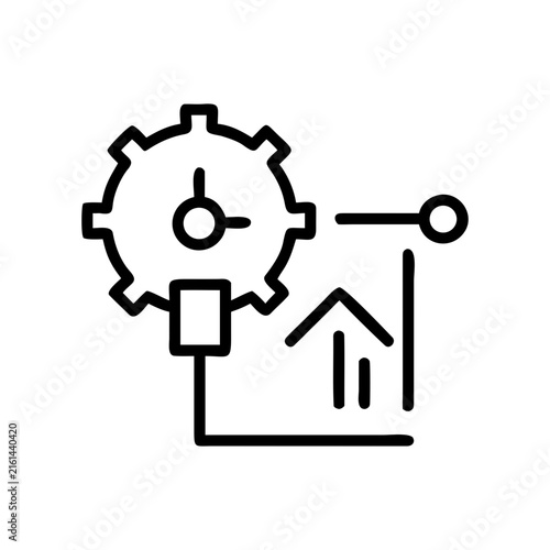 Production Optimization Line Icon, Manufacturing Efficiency and Process Improvement Outline Symbol, Industrial Performance Management Editable Stroke Vector for UI UX Design
