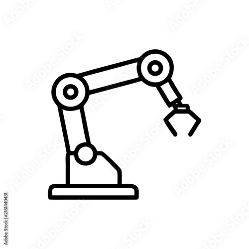 Robotics Line Icon Vector Illustration Industrial Robot Arm Symbol Robotic Automation Outline Icon Manufacturing Technology Smart Factory and Engineering Concept