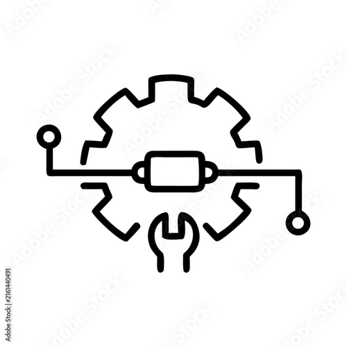 Smart Maintenance Line Icon Vector Illustration Smart Maintenance Management Symbol Predictive Maintenance and Equipment Monitoring Outline Icon Industrial Automation and Technology Concept
